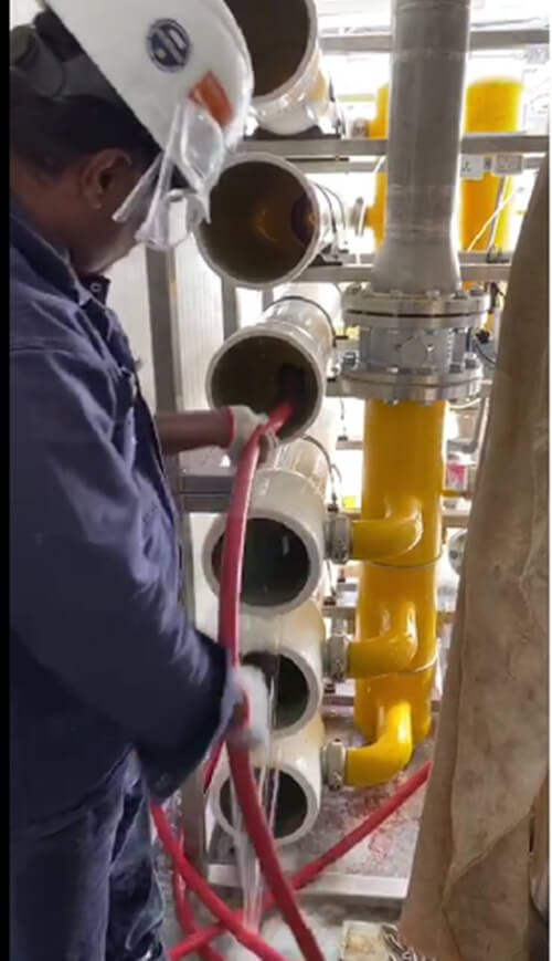 Cleaning in FRP housing